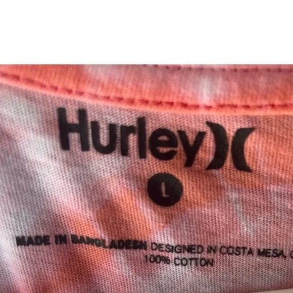 Hurley Wings Tie Dye Flutter Tee - Pink -Size Large - New with Tags - Picture 8 of 8